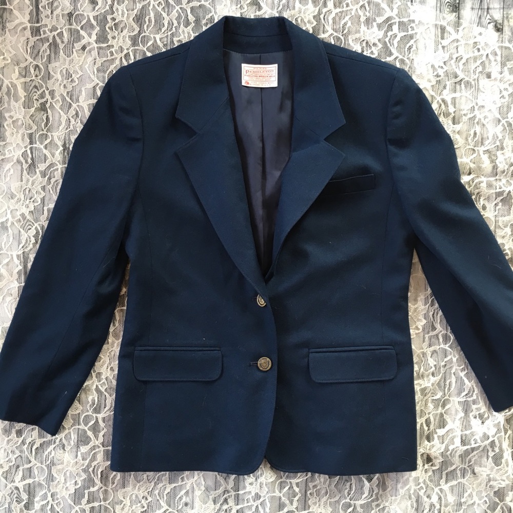 Pendleton Petite 100% Wool Navy Blazer